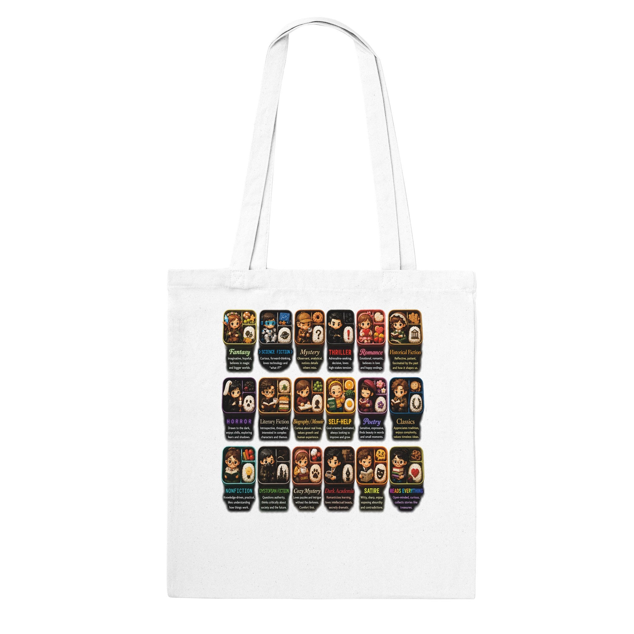 Bento Box Book Genre Tote Bag – Cute Bookworm Gift - Designity