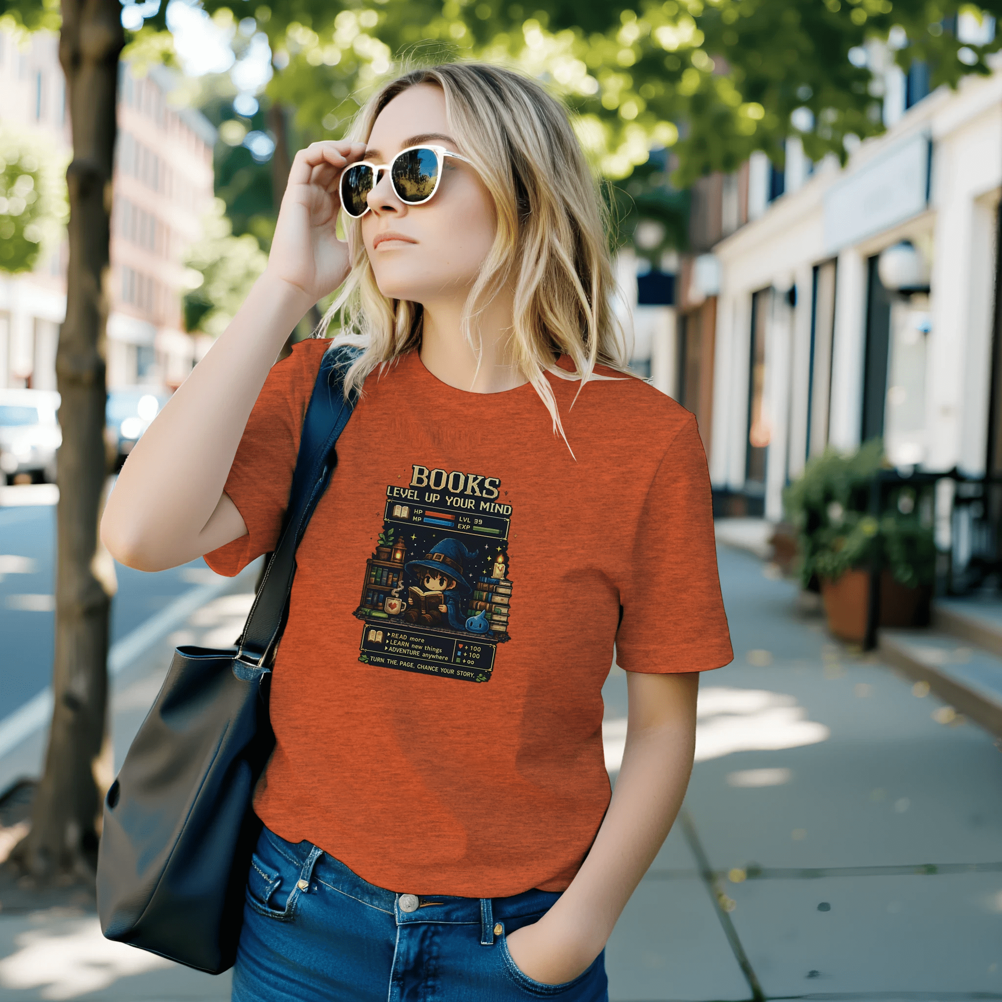 Books Level Up Your Mind T-Shirt | Pixel RPG Book Lover Tee | Gamer Reader Graphic Shirt - Designity