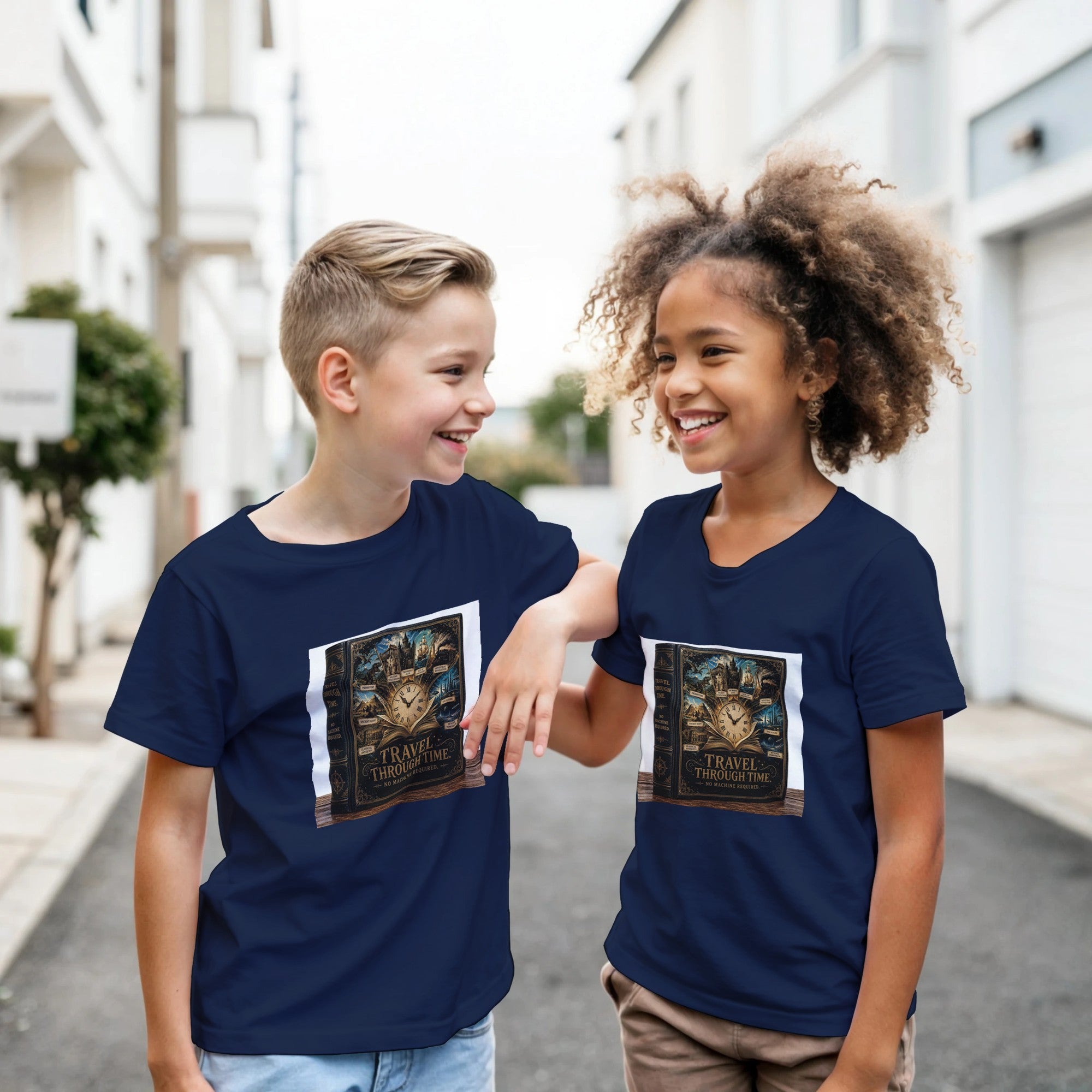 Reading Is Time Travel Kids T-Shirt – Book Lover Gift for Kids - Designity