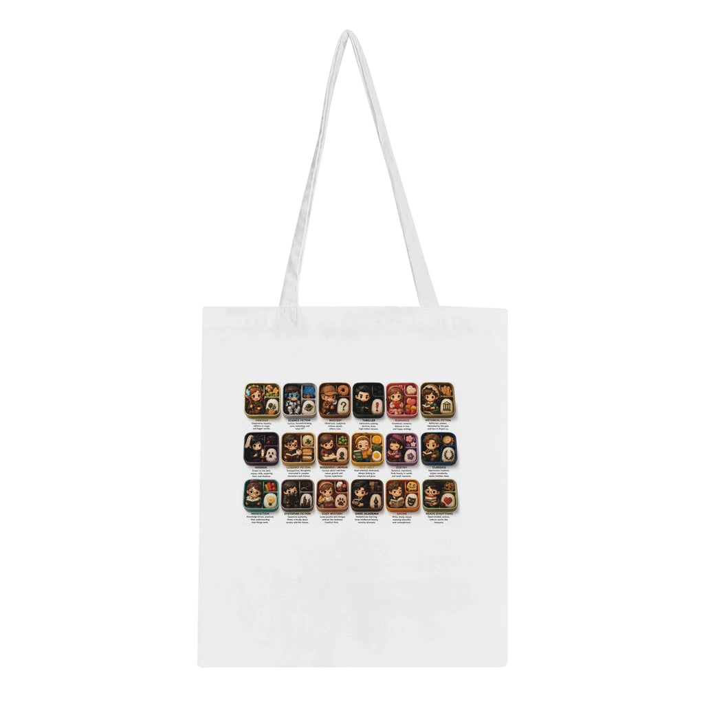 Bento Box Book Genre Tote Bag – Cute Bookworm Gift - Designity