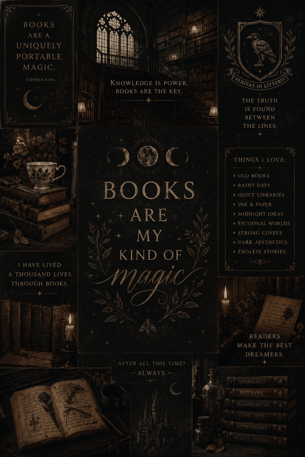 Books Are My Kind of Magic Canvas – Dark Academia Wall Art - Designity