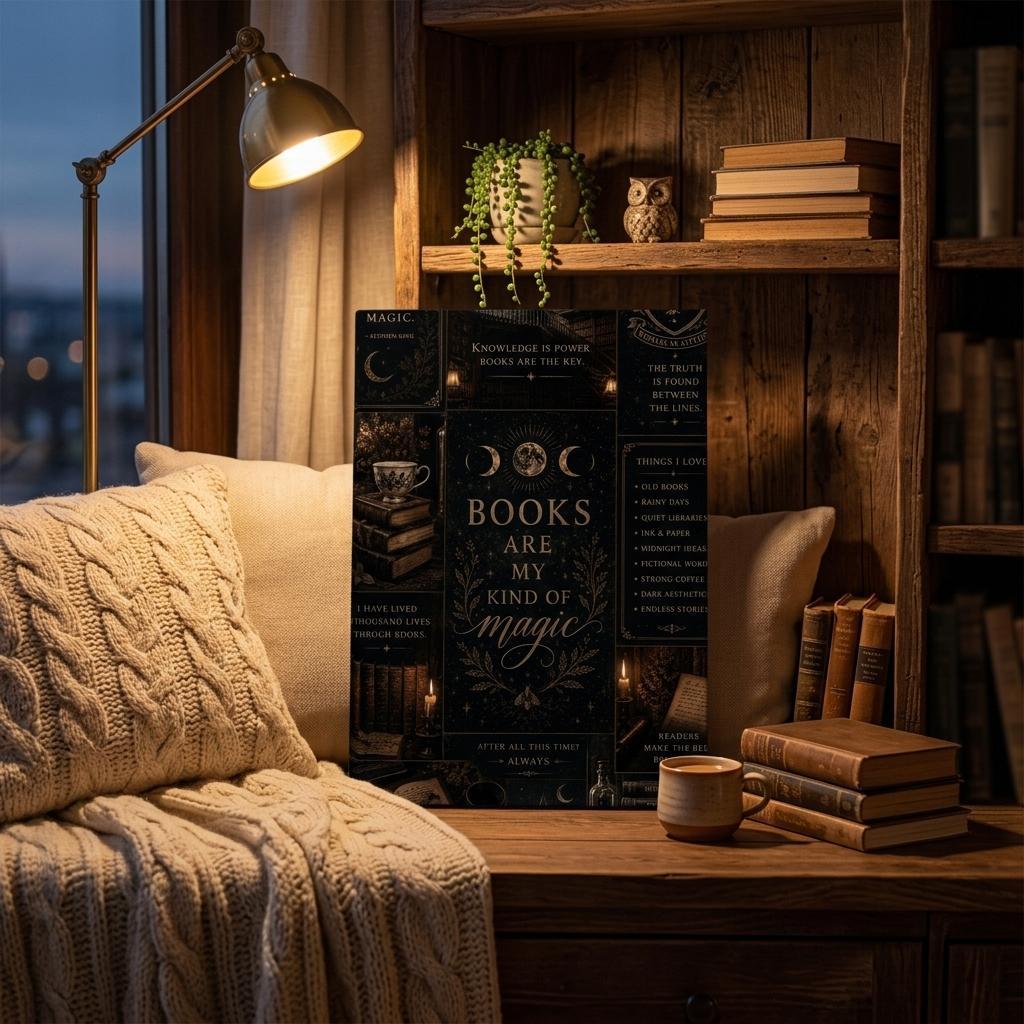 Books Are My Kind of Magic Canvas – Dark Academia Wall Art - Designity